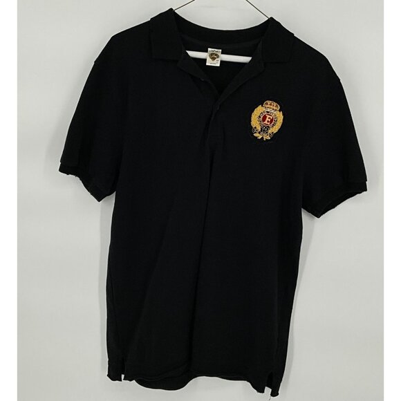 Ed Hardy Hollywood Black Polo Shirt L Distressed Design Embroidered Logo - Picture 1 of 8